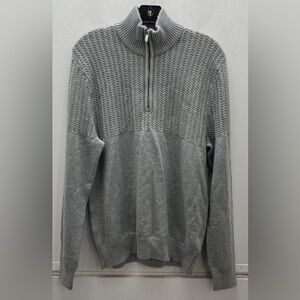 Calvin Klein Light Gray Quarter Zip-Up Pullover Knit Sweater